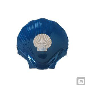 Vtg. Otagiri Clam Shell Ceramic Trinket Dish. "Golden Treasure". Japan